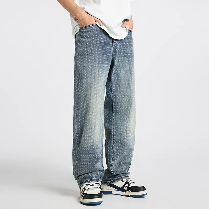 【dme】 Jeans Unisex Blue Jacquard-3
