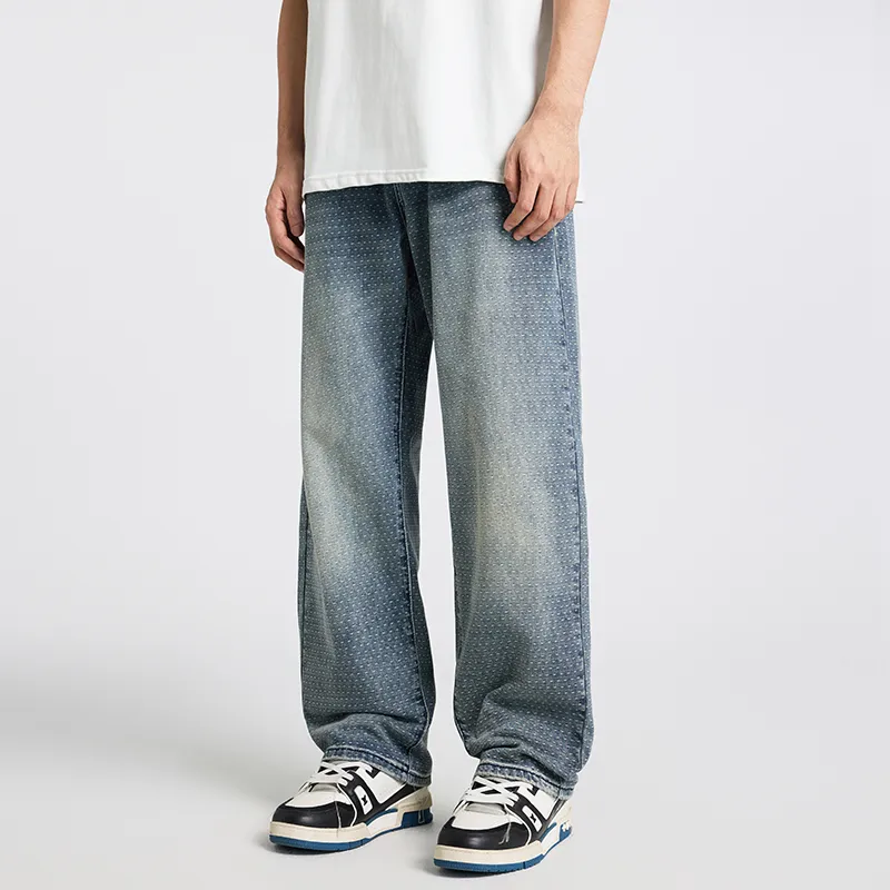 【dme】 Jeans Unisex Blue Jacquard-1
