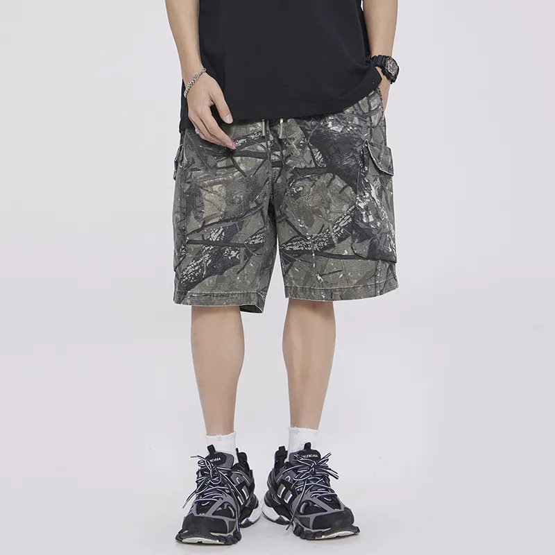 【dme】 Casual Shorts Men's Gray Branch Camouflage-2