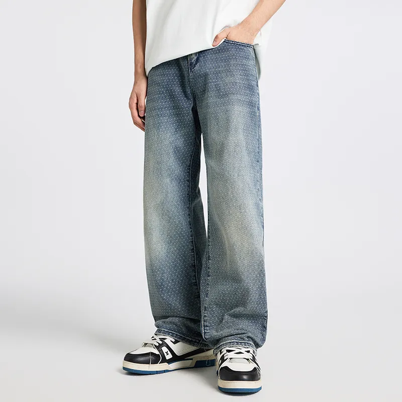 【dme】 Jeans Unisex Blue Jacquard-2