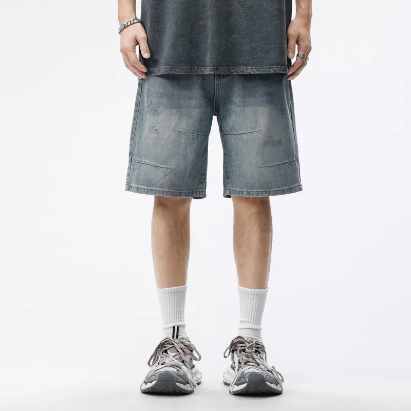 【dme】 Denim Shorts Men's Vintage Light Blue-3