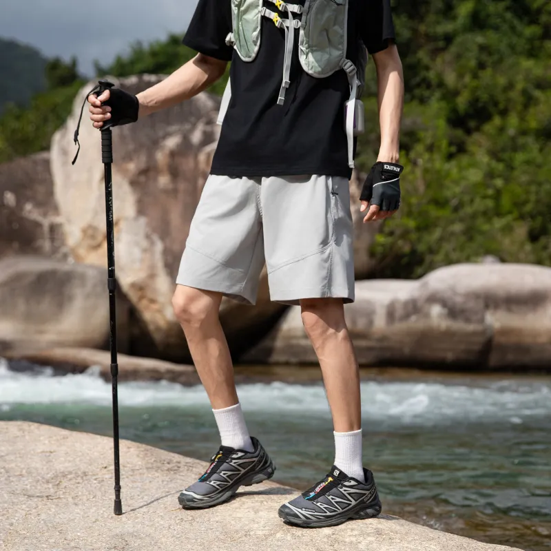 Casual Moisture Absorption Quick Dry Breathable Zip Pocket Self Storing Shorts Unisex-14