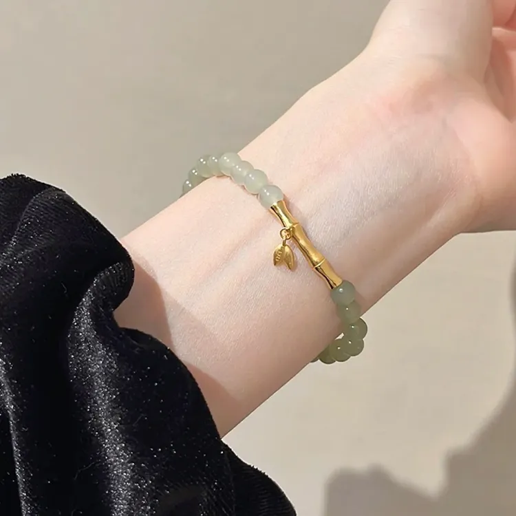 QIANYINGXIANG Hetian Jade Bracelets Pale Greenish White Jade Women's-1