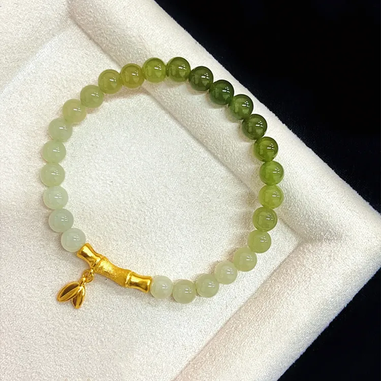 QIANYINGXIANG Hetian Jade Bracelets Pale Greenish White Jade Women's-5