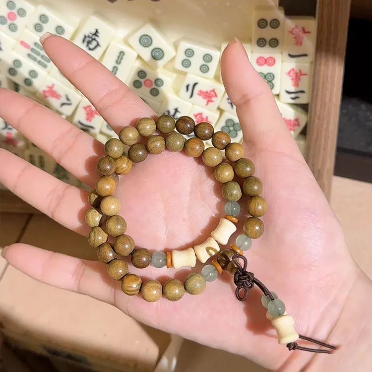 QIANYINGXIANG Green Sandalwood Bracelets Unisex-4