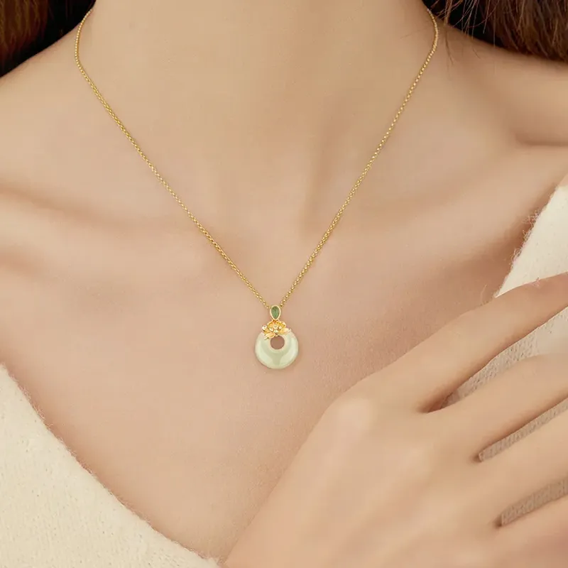 Zhou Jifeng Hetian Jade Necklaces Pale Greenish White Jade Women's-4