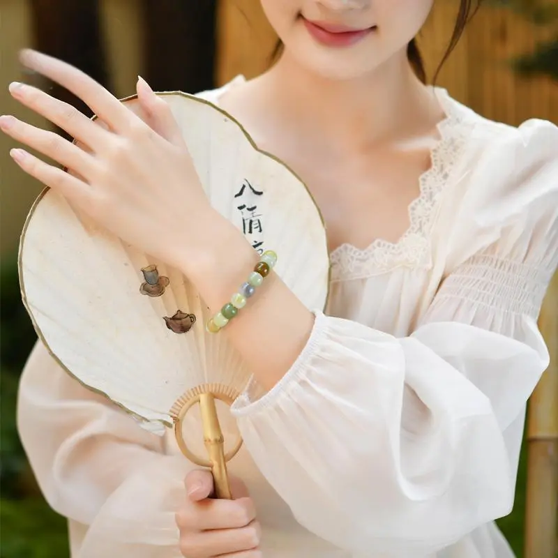 Zhou Jifeng Hetian Jade Bracelets Pale Greenish White Jade Women's-2