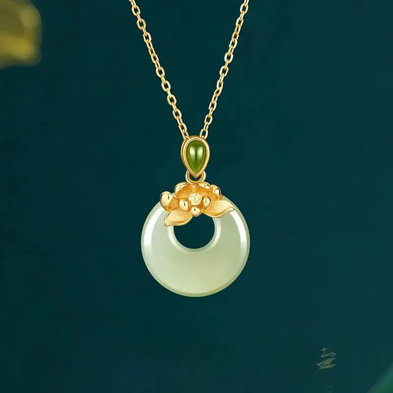 Zhou Jifeng Hetian Jade Necklaces Pale Greenish White Jade Women's-1