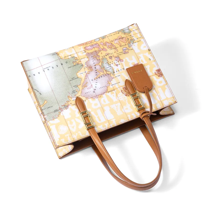 PAPRIKA Cow Leather With PVC Tote Bag, Shoulder Bag, Handbag Women's Multicolor-10