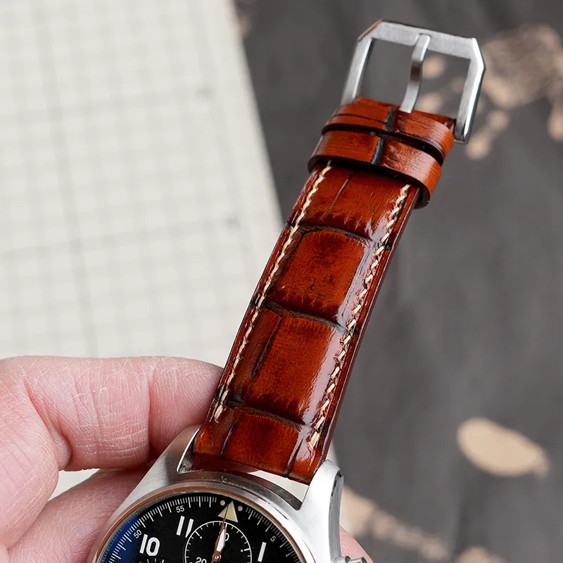 Benchmark Watch Band Iwc Pilot Chronograph Portofino Compatibility 75/115mm Cowhide Leather Material-2