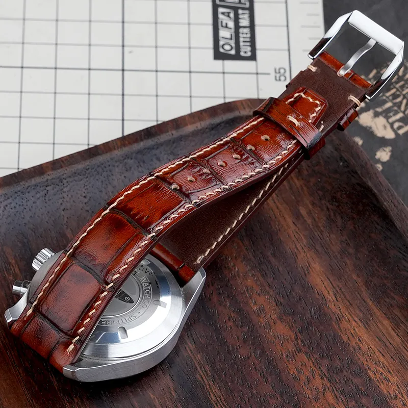 Benchmark Watch Band Iwc Pilot Chronograph Portofino Compatibility 75/115mm Cowhide Leather Material-4
