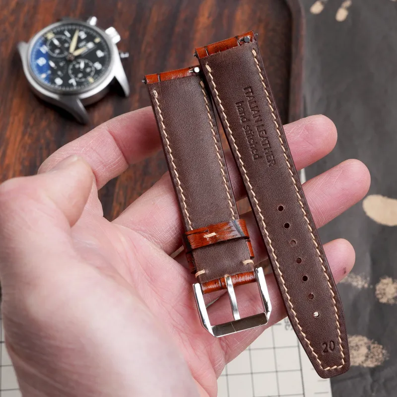 Benchmark Watch Band Iwc Pilot Chronograph Portofino Compatibility 75/115mm Cowhide Leather Material-1