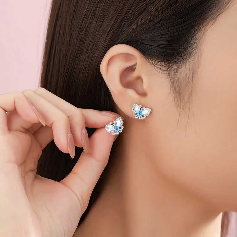 LAA 925 Sterling Silver Stud Earrings Women's-1