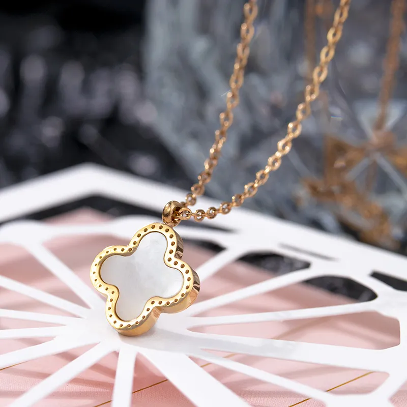 LAA Titanium Steel Necklaces Women's White-3
