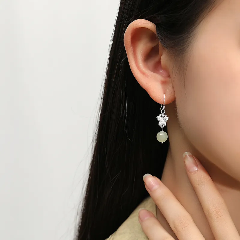 LAA Hetian Jade Earrings Green Jade Women's-4