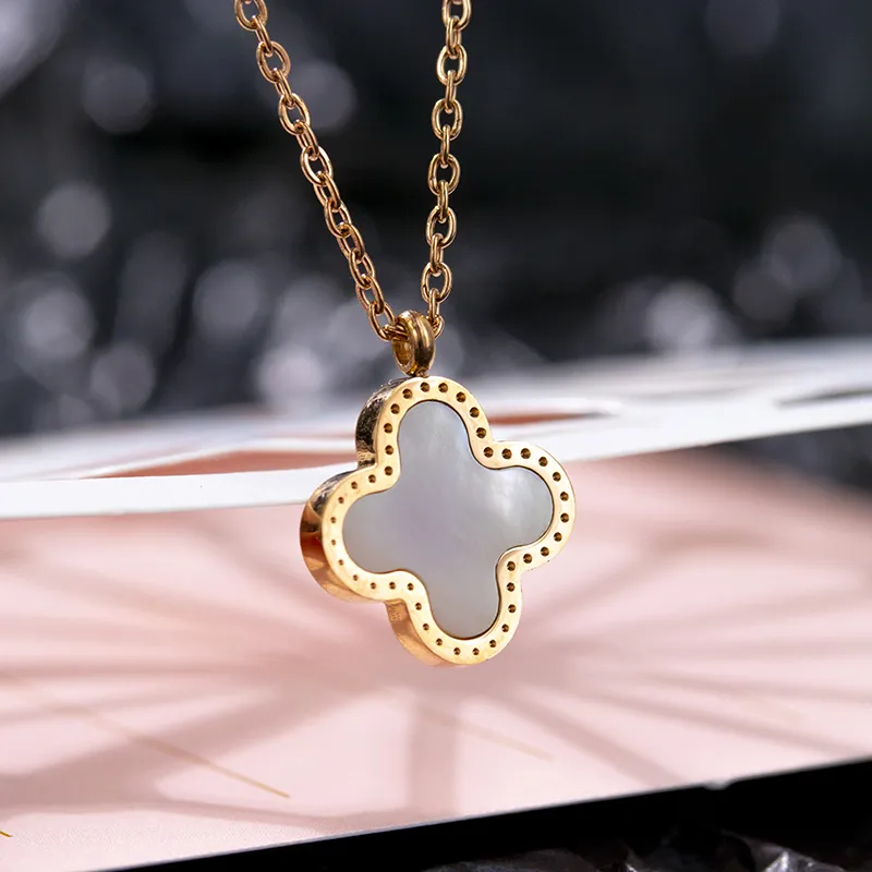 LAA Titanium Steel Necklaces Women's White-2