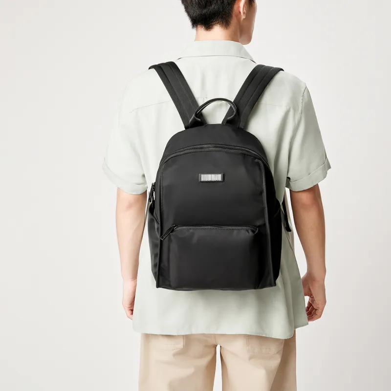 RED DRAGONFLY Fabric With Top Grain Cow Leather Backpack Regular Men Knight Black-6