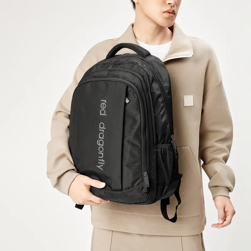 RED DRAGONFLY Fabric Double Shoulder Backpack Travel Bag Backpack Regular Men Knight Black-2