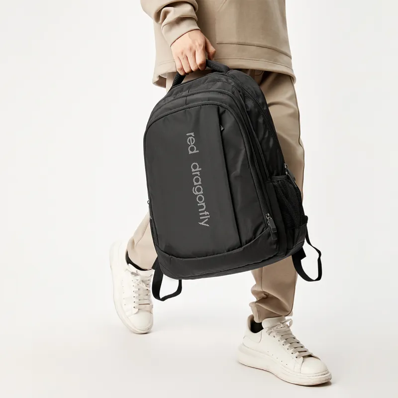 RED DRAGONFLY Fabric Double Shoulder Backpack Travel Bag Backpack Regular Men Knight Black-3