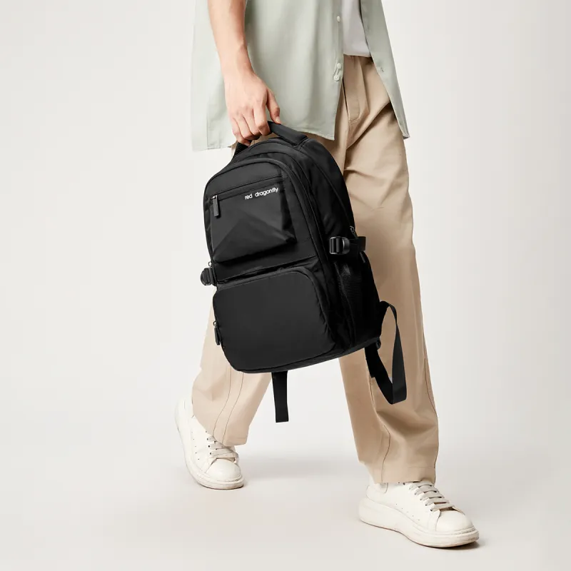RED DRAGONFLY Fabric Backpack Men's Knight Black/Dark Gray-5