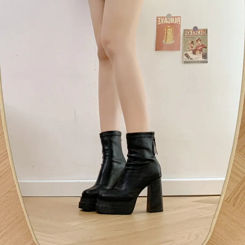 NUNZ Ankle Boots Women's Black Glossy/Black Matte/White-17