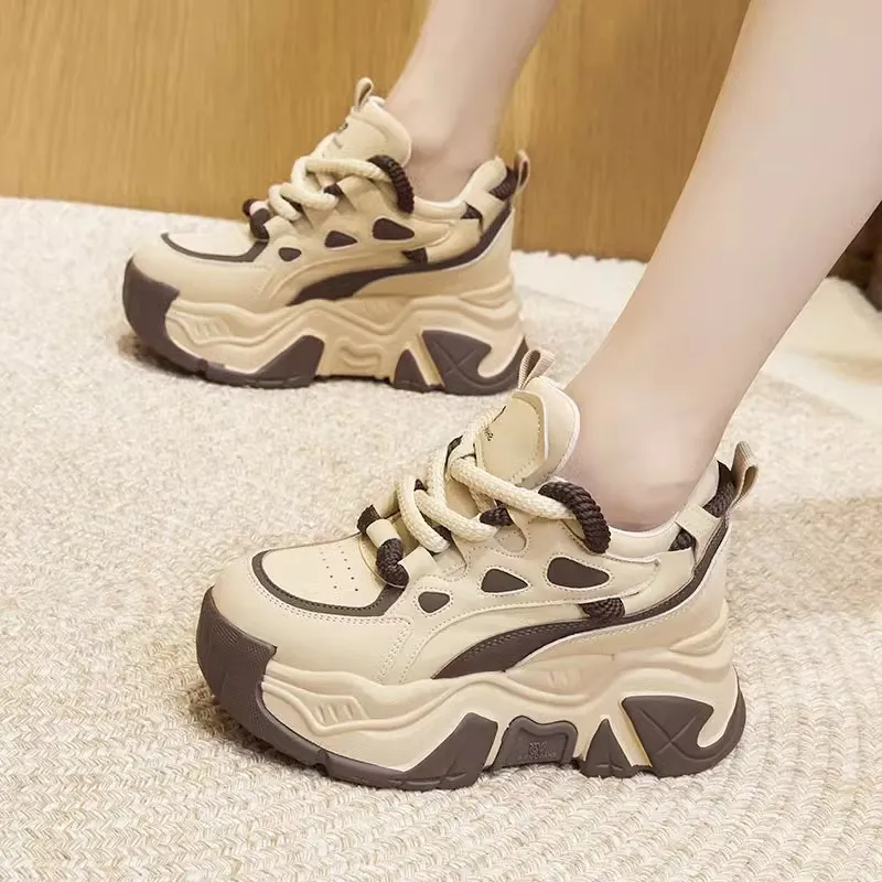 NUNZ Anti Slip And Wear Resistant Height Increasing Low Top Chunky Sneakers Women's-3