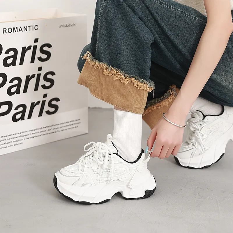 NUNZ Low Top Chunky Sneakers Women's White-5