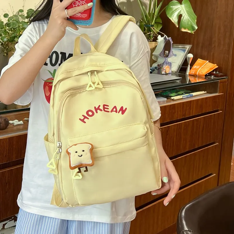 Yalu Nylon Backpack Unisex White/Black/Pink/Yellow-11