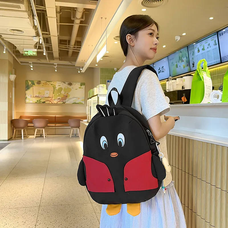 Yalu Nylon Backpack Unisex Black/White/Yellow-4