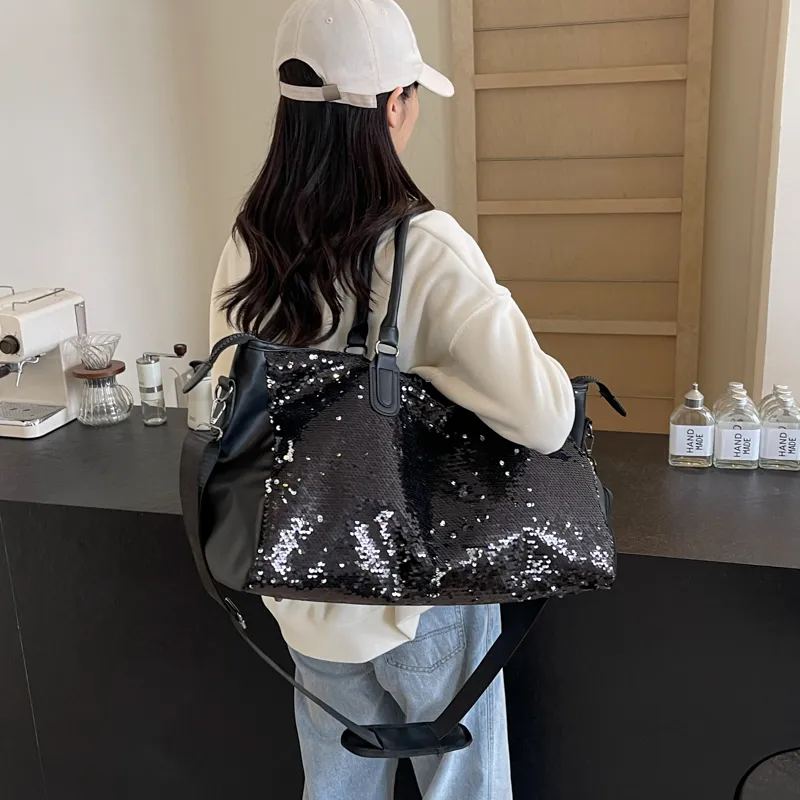 Yalu PU Travel Bag Women's Black/Silver-1