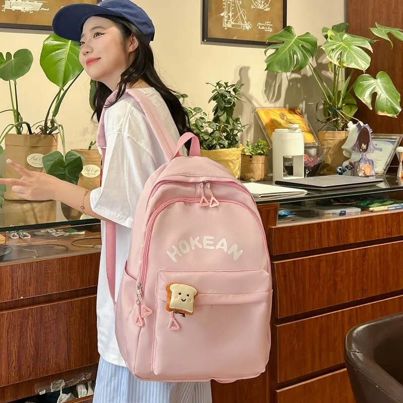 Yalu Nylon Backpack Unisex White/Black/Pink/Yellow-4