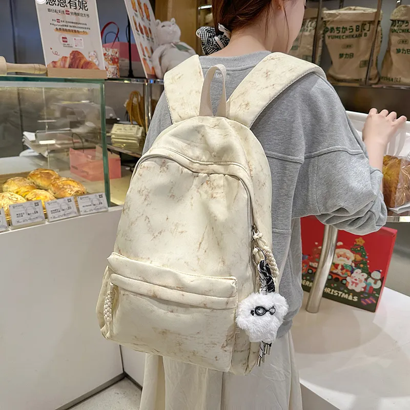 Yalu Nylon Backpack Unisex Black/Ecru/Yellow/Pink/Light Purple/Light Green-16