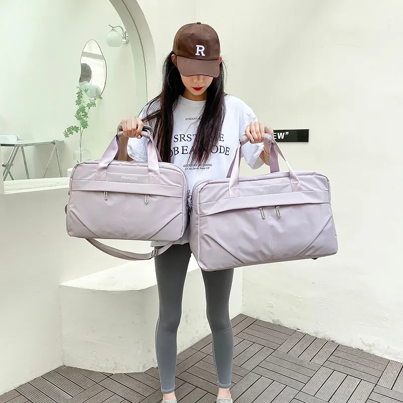 Yalu Nylon Travel Bag Unisex Black/Pink/Sky Blue/Light Purple-11
