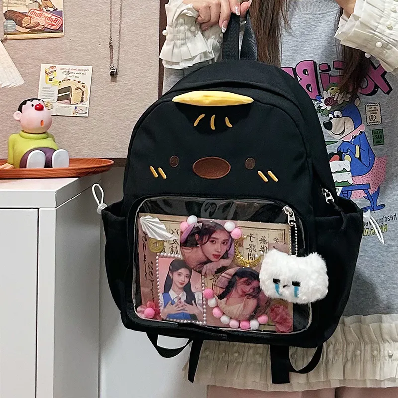Yalu Nylon Backpack Regular Unisex White/Black/Yellow-6