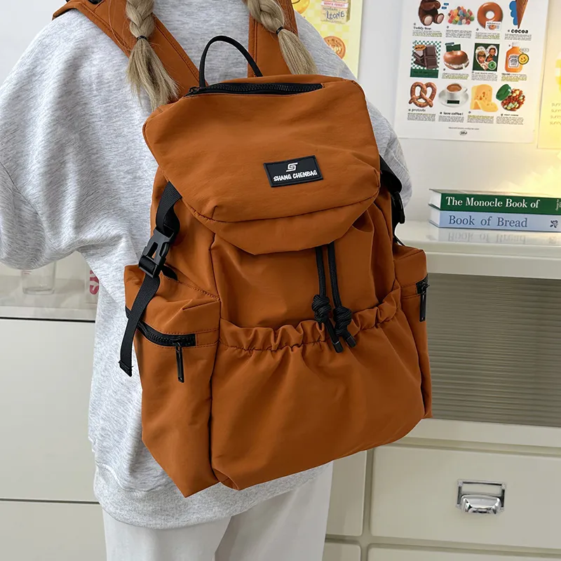 Yalu Nylon Backpacks Backpack Unisex Ecru/Light Gray/Black/Orange/Khaki-15
