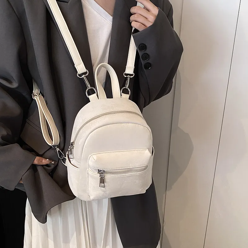 Yalu PU Backpack Women's White/Silver/Black/Pink/Coffee-10