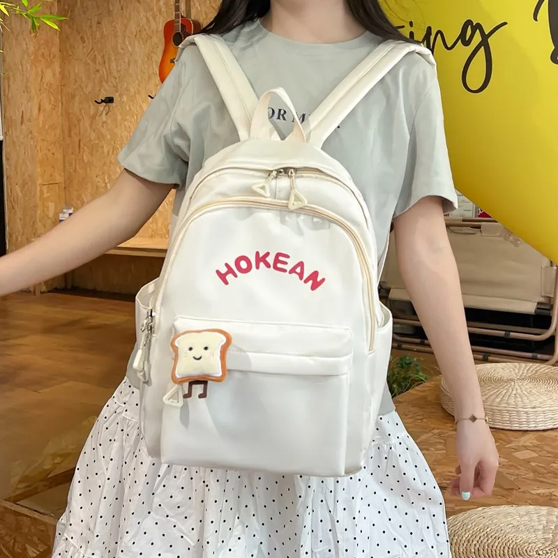 Yalu Nylon Backpack Unisex White/Black/Pink/Yellow-17