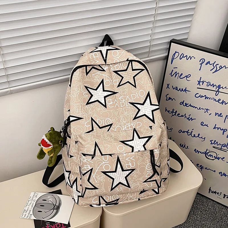 Yalu Nylon Backpack Unisex Black Gray/Black Yellow/Black Blue/Black Green/White/Khaki-29
