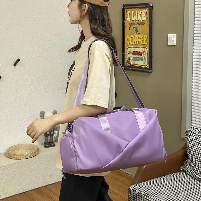 Yalu Nylon Shoulder Bag, Travel Bag Unisex Black/Green/Pink/Purple-20