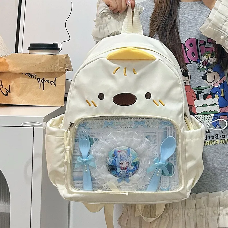 Yalu Nylon Backpack Regular Unisex White/Black/Yellow-3