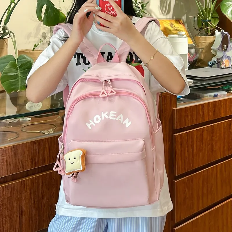 Yalu Nylon Backpack Unisex White/Black/Pink/Yellow-5