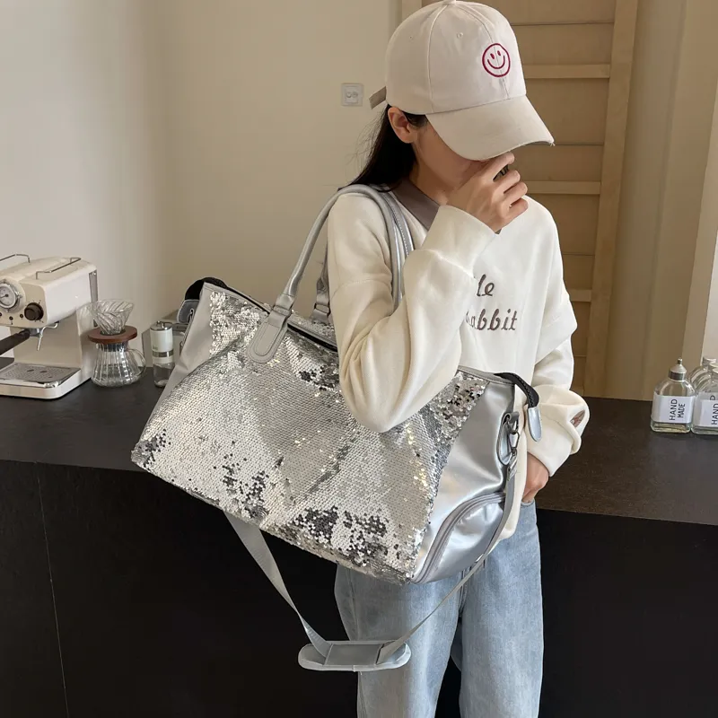 Yalu PU Travel Bag Women's Black/Silver-7