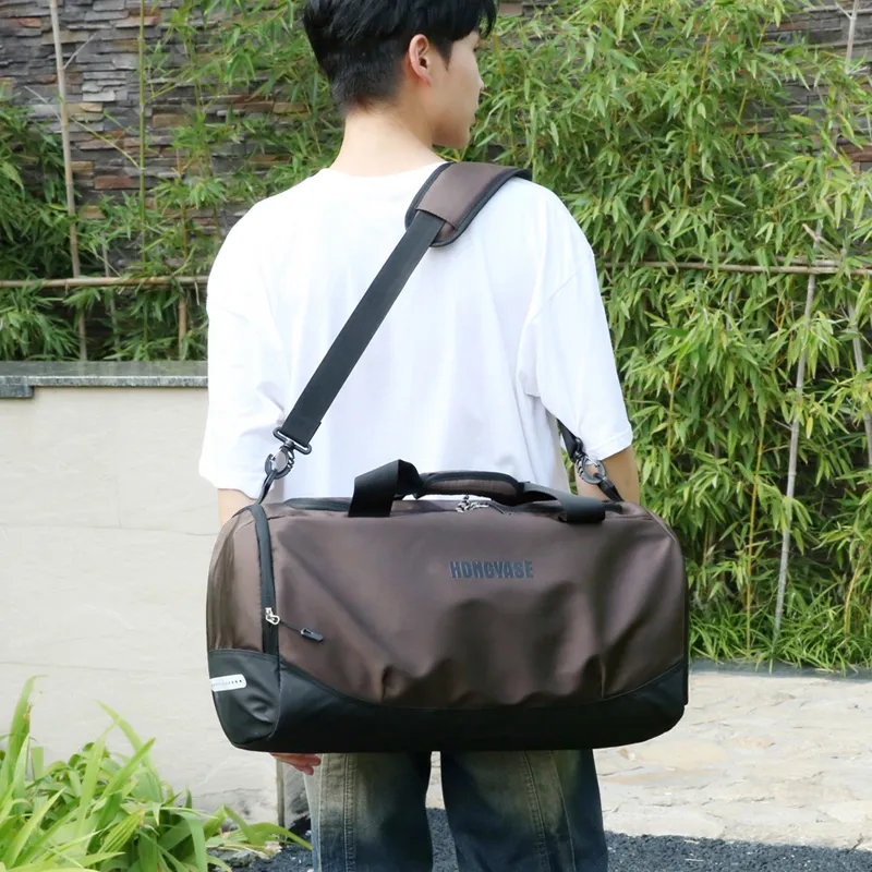 Yalu Nylon Travel Bag Unisex Black/Yellow/Coffee-11