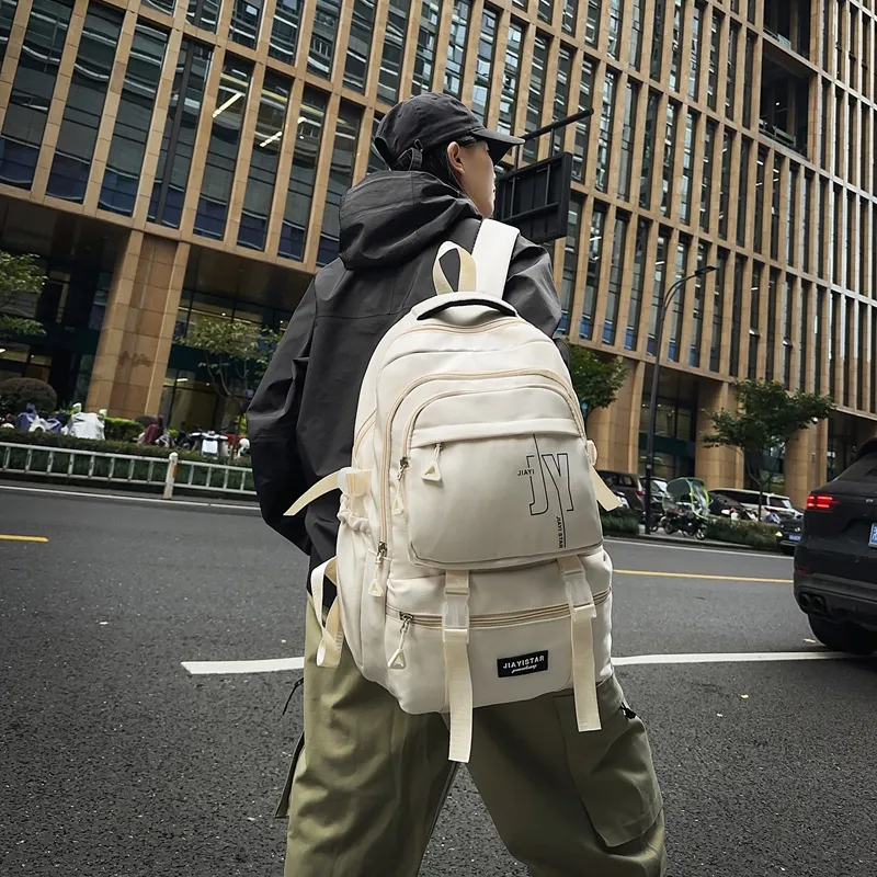 Yalu Nylon Backpack Unisex White/Gray/Black/Khaki/Blue-3
