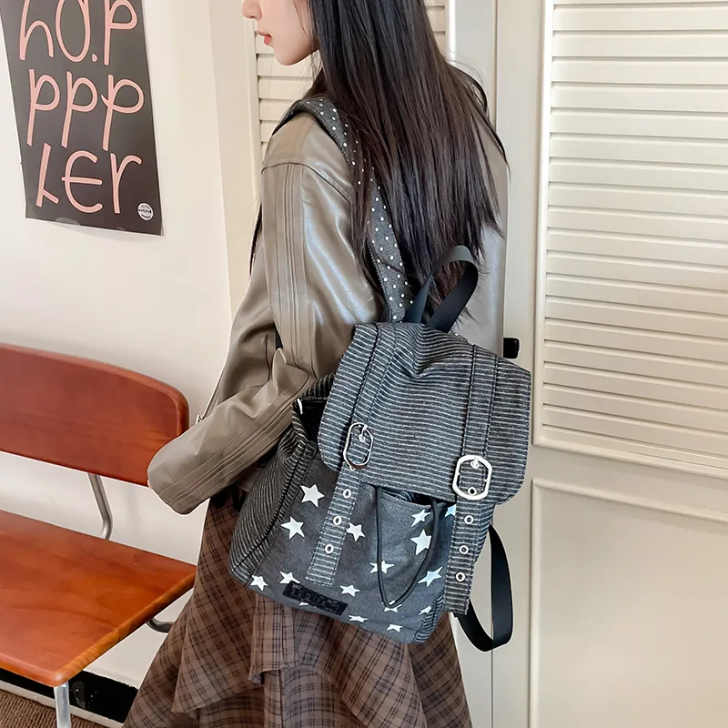 Yalu Nylon Backpack Unisex Black/Navy Blue-4