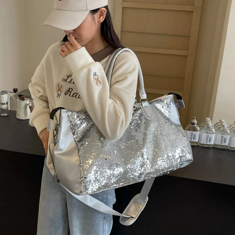 Yalu PU Travel Bag Women's Black/Silver-9