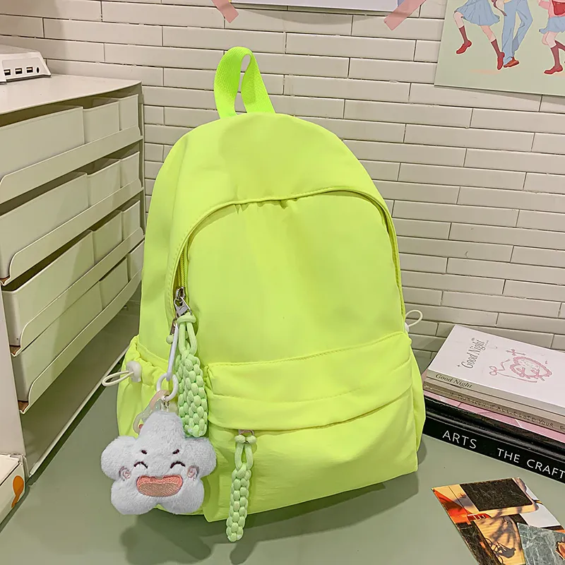 Yalu Nylon Backpack Unisex Black/Ecru/Green/Blue/Pink/Gray/Purple-29