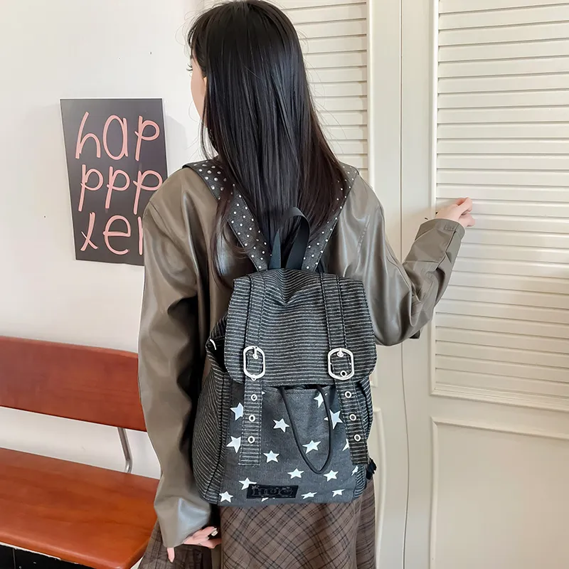 Yalu Nylon Backpack Unisex Black/Navy Blue-2