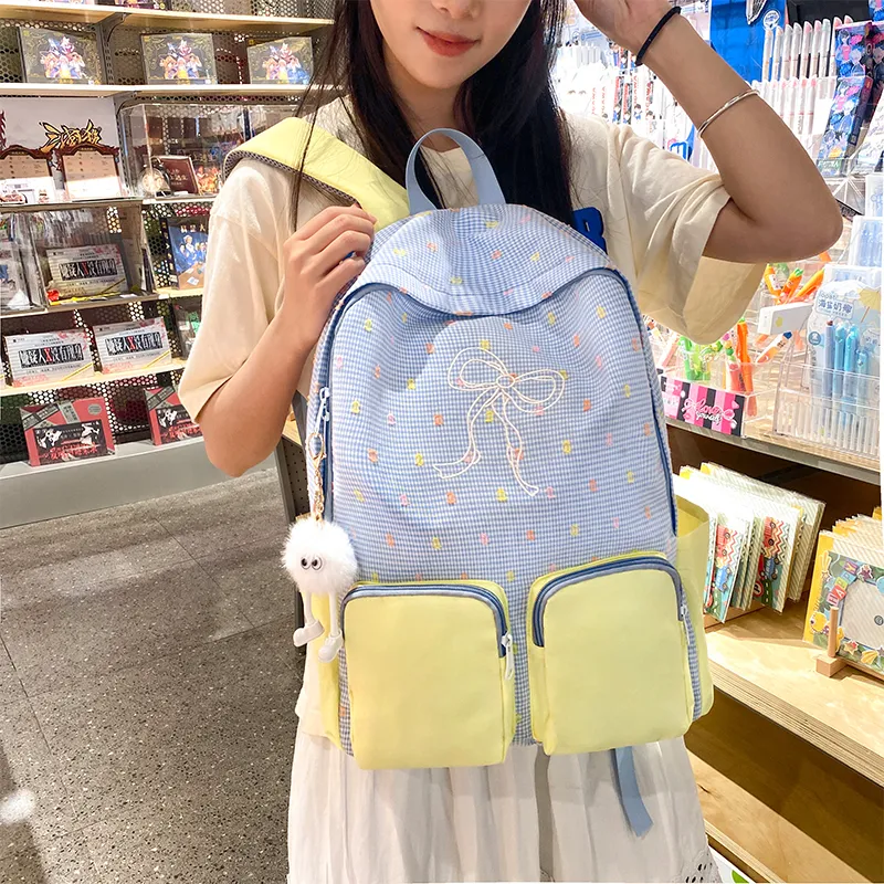 Yalu Nylon Backpack Unisex Yellow/Blue-7