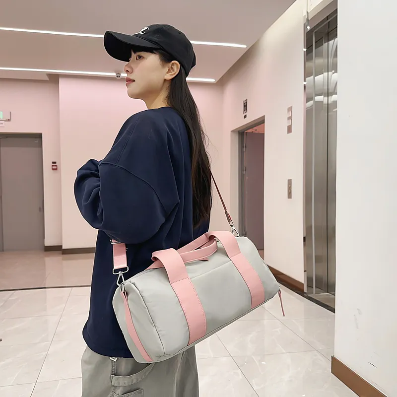 Yalu Nylon Fitness Sports Bag, One Shoulder Bag, Travel Bag Unisex Black/Gray/Pink/Black & Pink/Gray & Pink-21